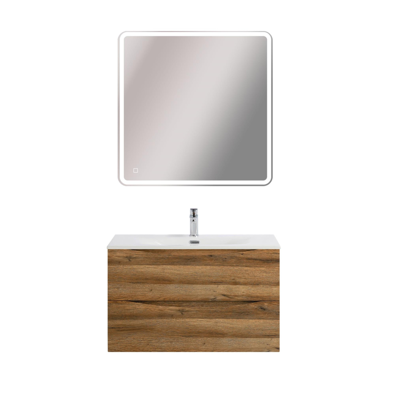 Тумба с раковиной подвесная BelBagno MARINO-CER-N-800-2C-SO-RR-P Rovere Rustico, раковина белая BB-8099-80
