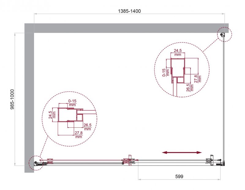 Душевой уголок BelBagno LUCE-AH-1-140/100-C-Cr