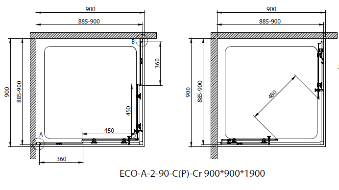 Душевой уголок Cezares ECO-O-A-2-90-C-Cr