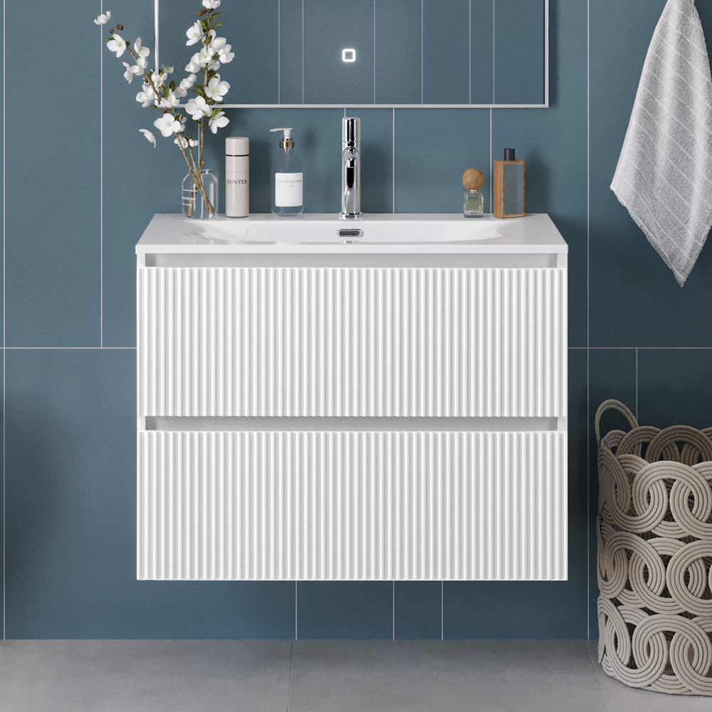 купить Тумба с раковиной подвесная BelBagno UNO-900-2C-SO-BO Bianco Opaco, раковина белая BB-8099-90 