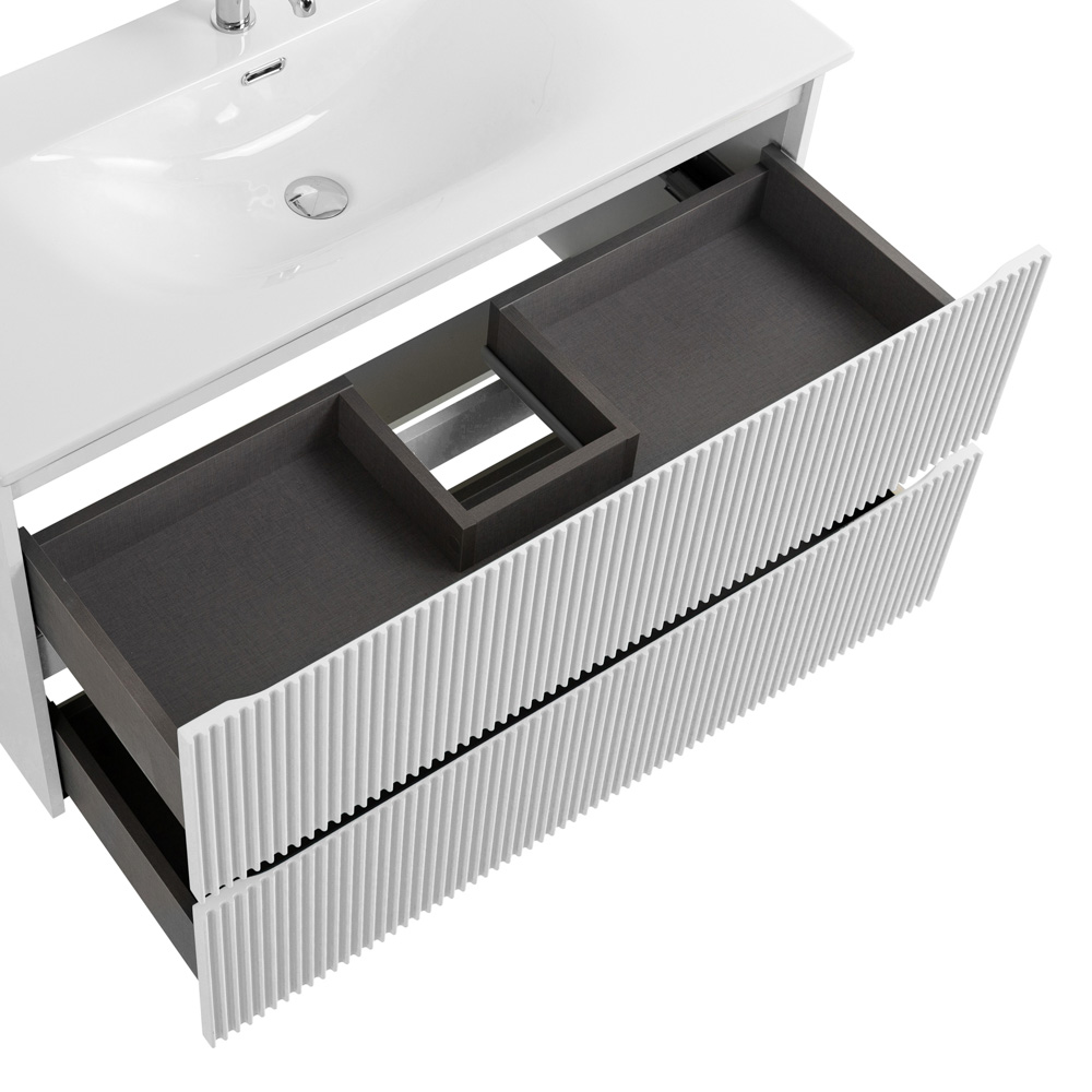 Тумба с раковиной подвесная BelBagno UNO-1000-2C-SO-BO Bianco Opaco, раковина белая BB-8099-100