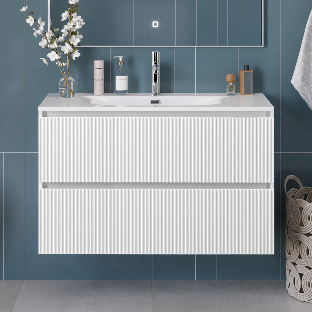Тумба с раковиной подвесная BelBagno UNO-1200-2C-SO-BO Bianco Opaco, раковина белая BB-8099-120