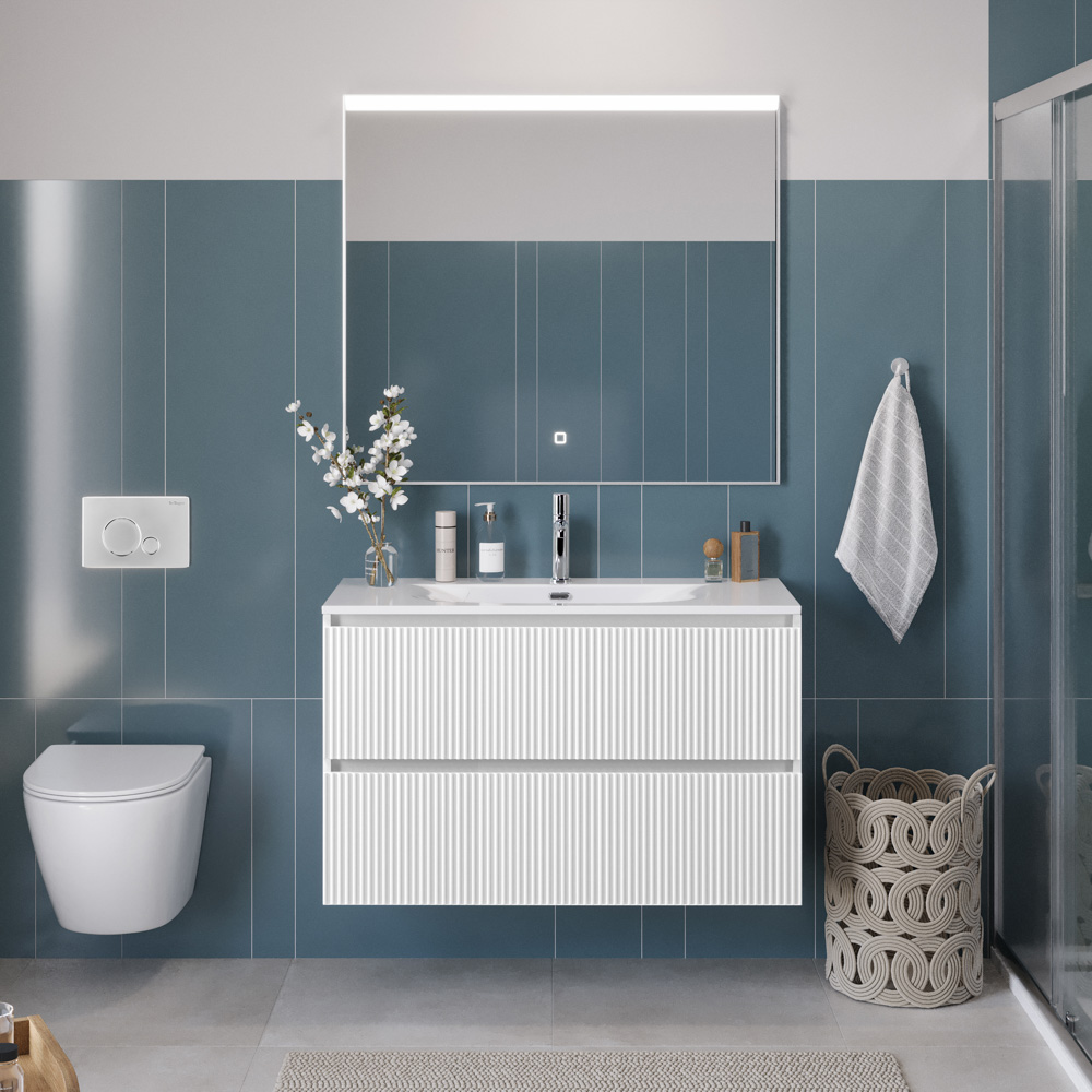 Тумба с раковиной подвесная BelBagno UNO-1200-2C-SO-BO Bianco Opaco, раковина белая BB-8099-120