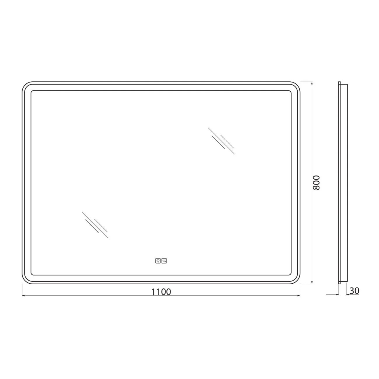 Зеркало BelBagno	SPC-MAR-1100-800-LED-TCH-WARM