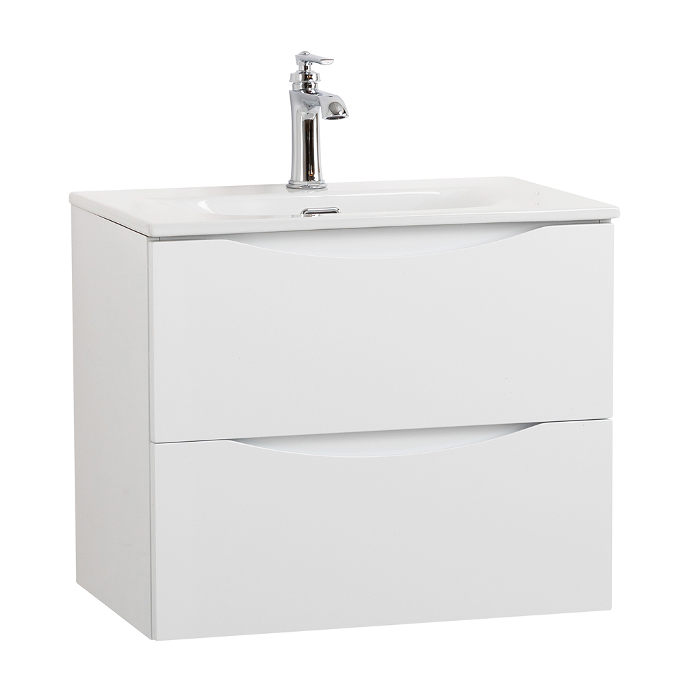 Тумба с раковиной подвесная BelBagno MARINO-CER-MINI-600-2C-SO-BL-P Bianco Lucido, раковина белая BB-8099-3-60