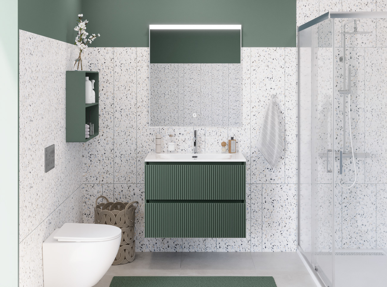 Тумба с раковиной подвесная BelBagno UNO-MINI-700-2C-SO-VO Еловый матовый, раковина белая BB-8099-3-70