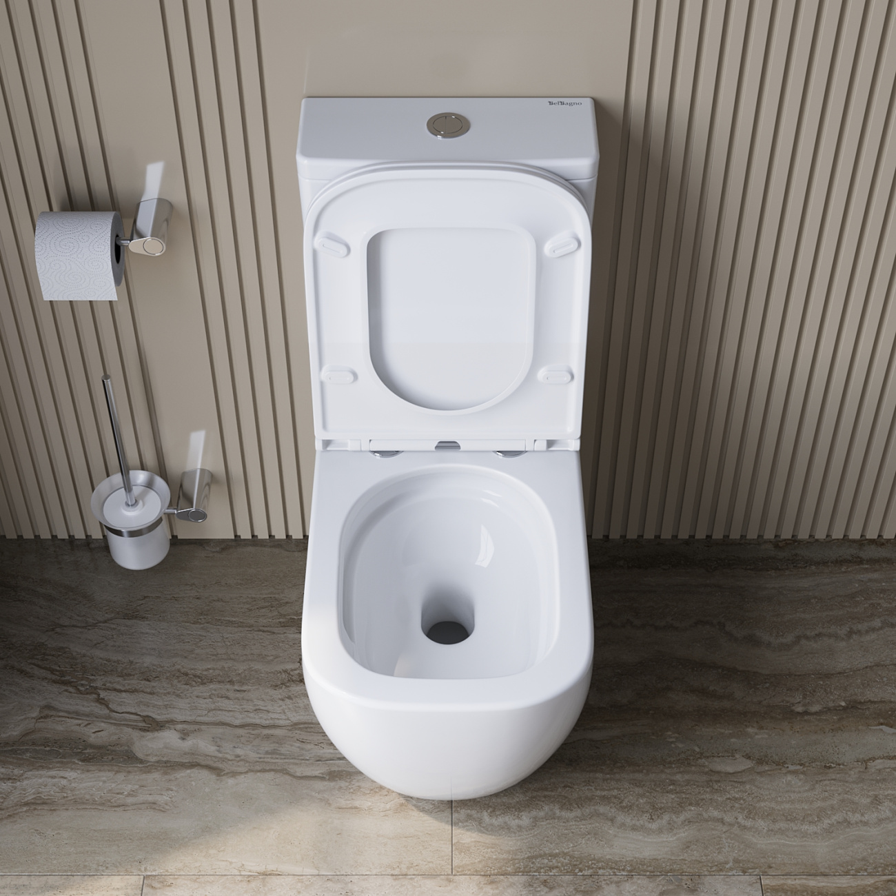 Унитаз-компакт безободковый с сиденьем и смывом TORNADO BelBagno LUCE-TOR BB2197CP-TOR/SC/BB2197T