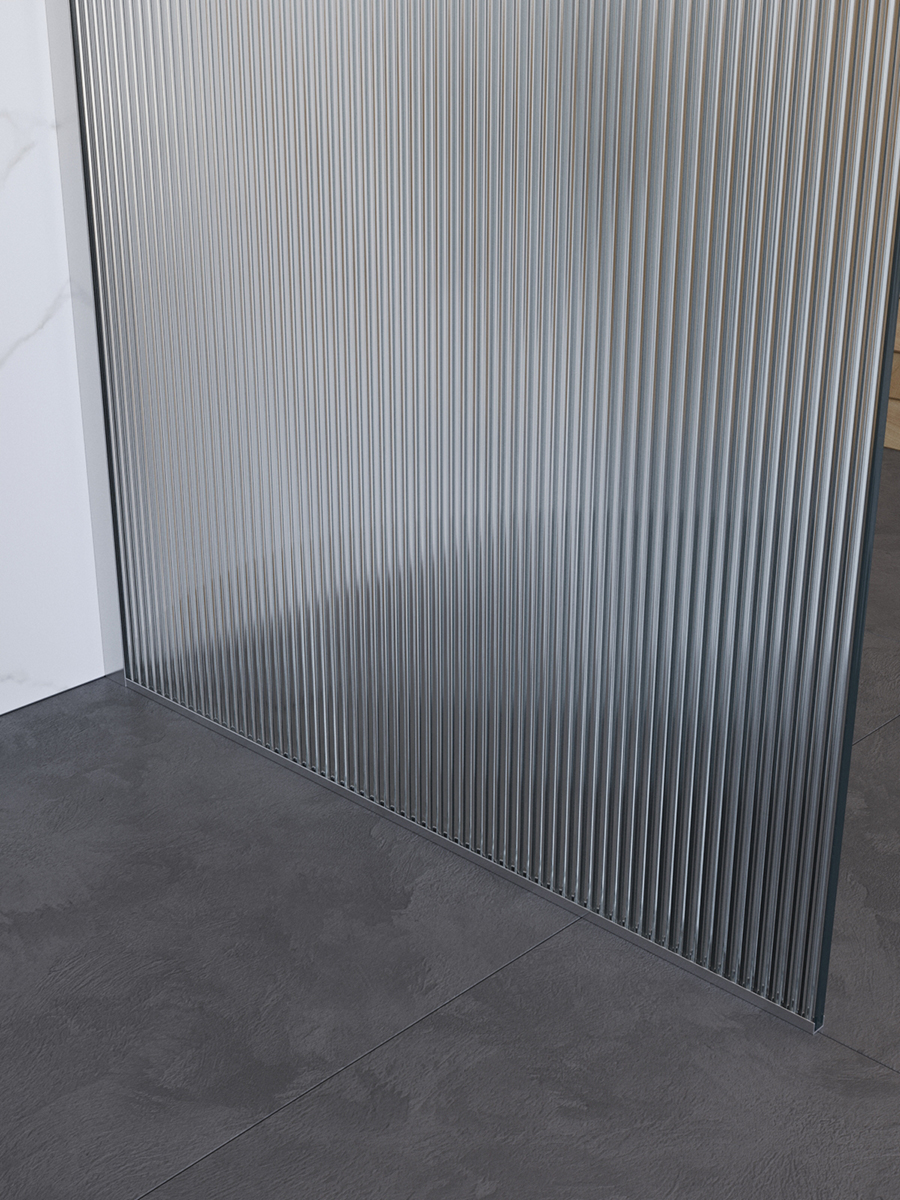Душевая перегородка BelBagno UNO-L-1-TB-100-FL-Cr профиль хром, стекло  рифленое FLUTTO
