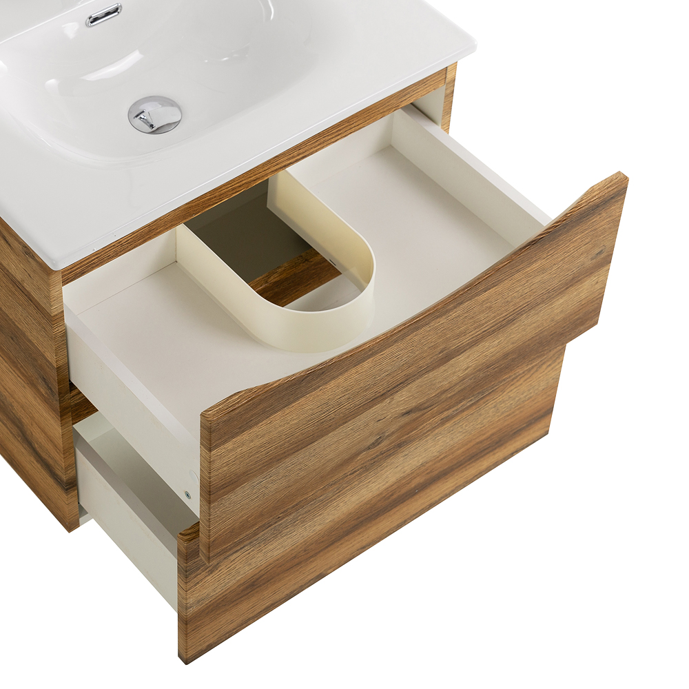 Тумба с раковиной подвесная BelBagno MARINO-CER-N-600-2C-SO-RR-P Rovere Rustico, раковина белая BB-8099-60