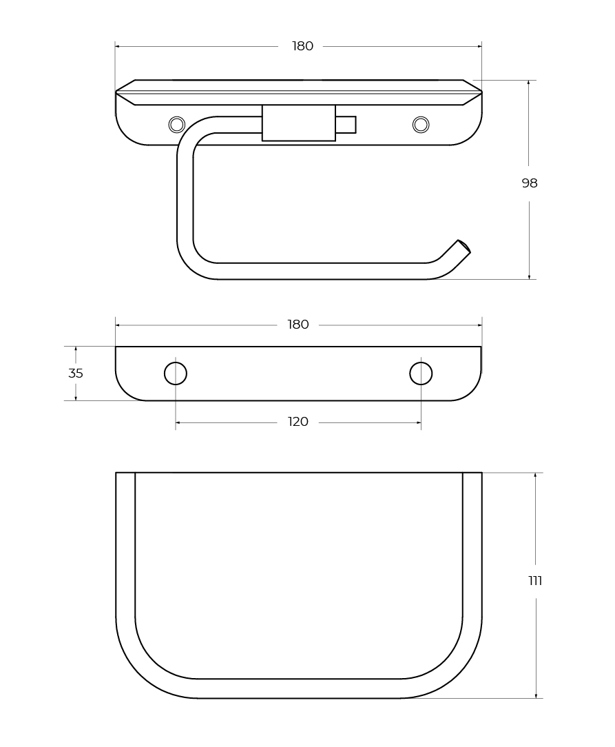 Держатель туалетной бумаги с полочкой Cezares LINER-PHM-01