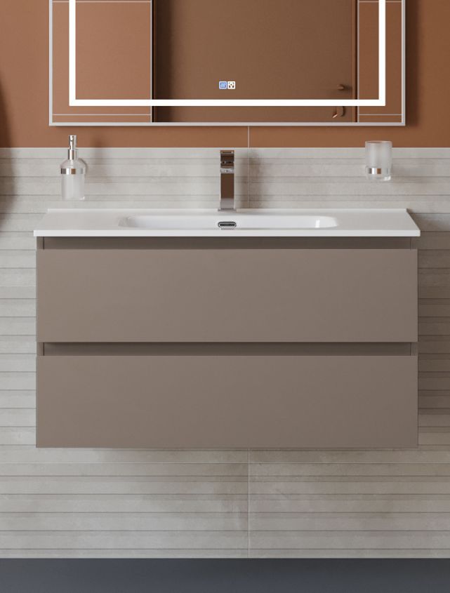 Тумба с раковиной подвесная BelBagno KRAFT-800-2C-SO-CO Бежевый матовый, раковина белая BB800ETL