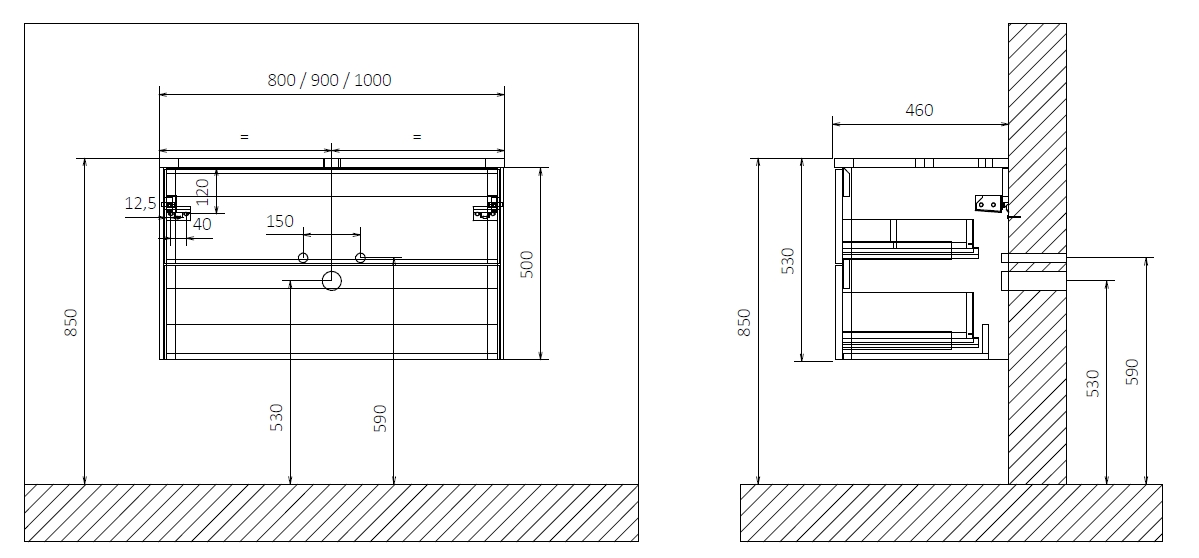 Мебель для ванной комнаты подвесная BelBagno ACQUA 90см Pino Scania BB900/455-LV-MR-ALR + BB900/455-LV-MR-ALR