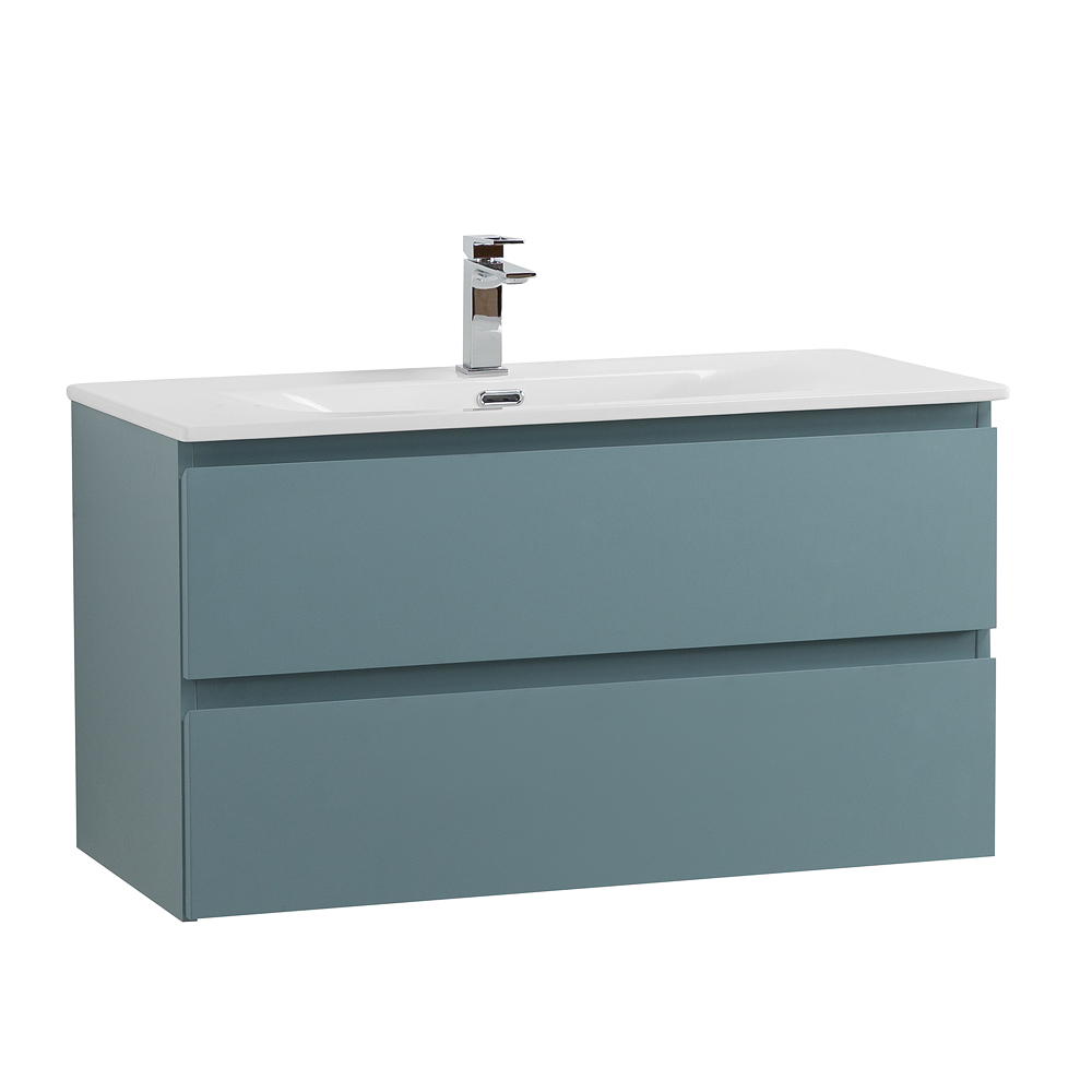 Тумба с раковиной подвесная BelBagno KRAFT-800-2C-SO-AO Голубой матовый, раковина белая BB-8099-80