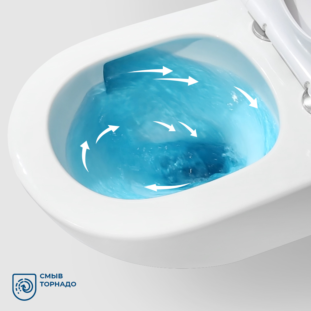 Унитаз подвесной безободковый с сиденьем и смывом TORNADO BelBagno AMANDA-TOR BB051CH-TOR-FC/SC