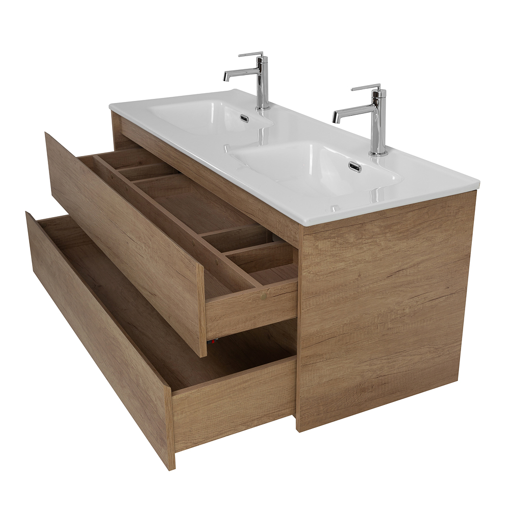 Тумба BelBagno KRAFT-1200-2C-SO-2-RNN с 2-й раковиной BelBagno BB1200-2-ETL, Rovere Nebrasca Nature