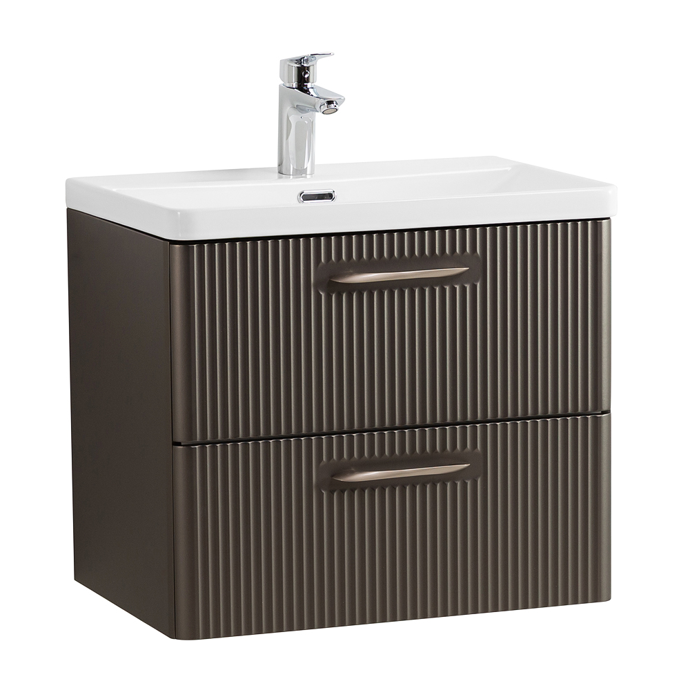 Подвесная тумба с раковиной Belbagno DUE 50 см Оружейная сталь DUE-500-2C-SO-GM-P + BB-8076-3-50
