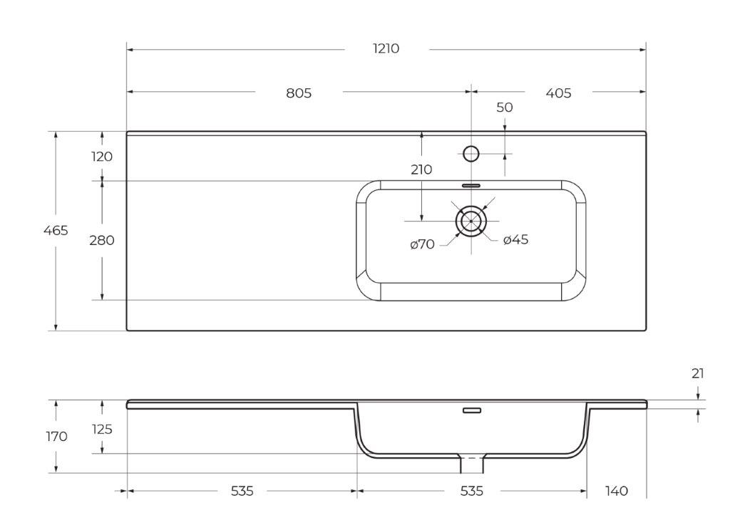 Раковина керамическая BelBagno BB1200ETL-R