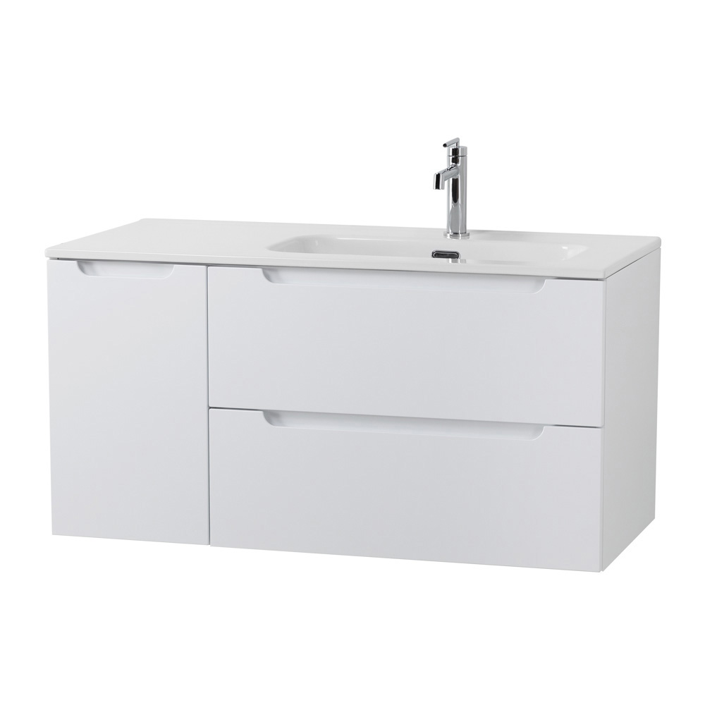 Подвесная тумба с раковиной BelBagno ETNA 100 Bianco Lucido правая, ETNA-1000-2C-1A-SO-BL-R + BB1000ETL-R
