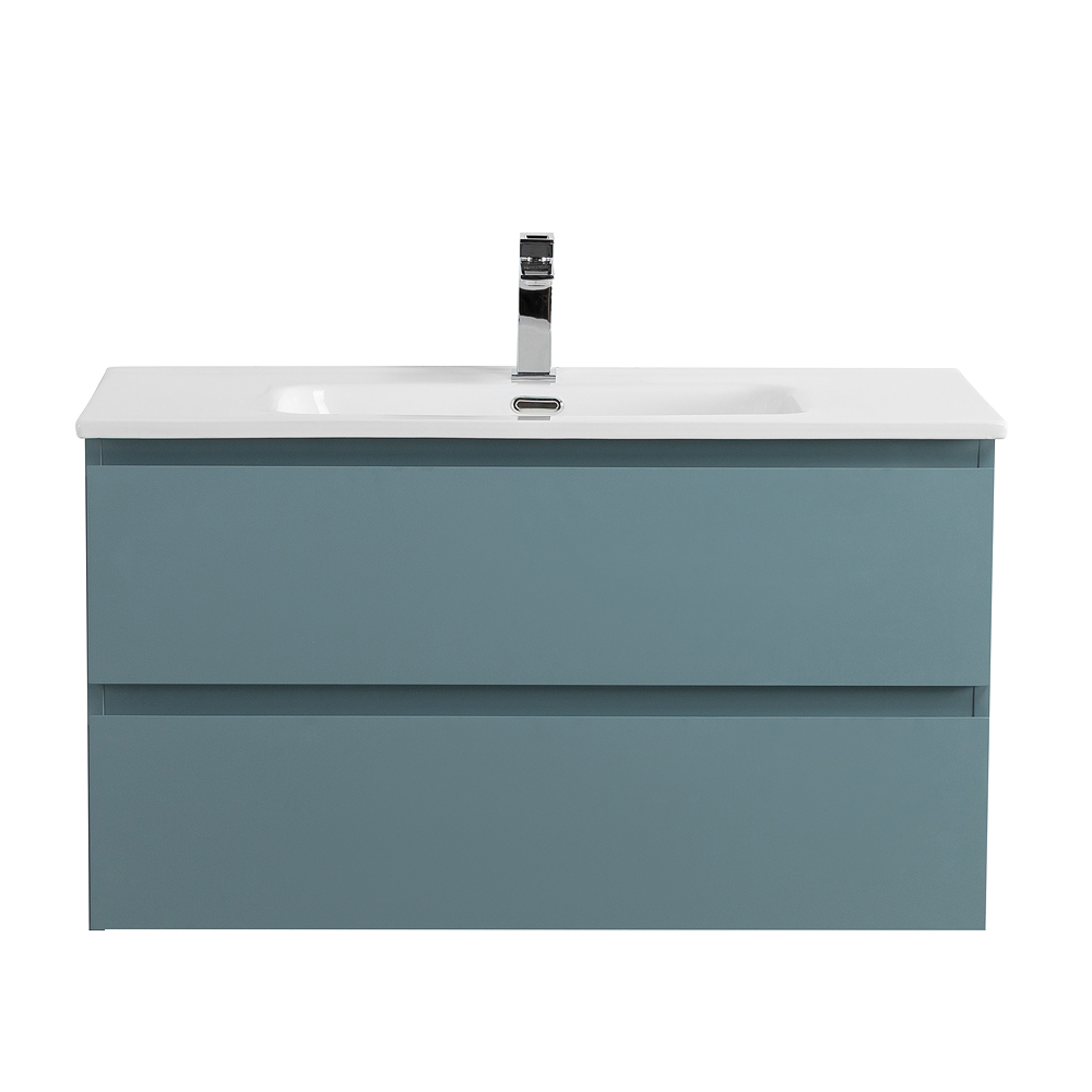 Тумба с раковиной подвесная BelBagno KRAFT-900-2C-SO-AO Голубой матовый, раковина белая BB900ETL