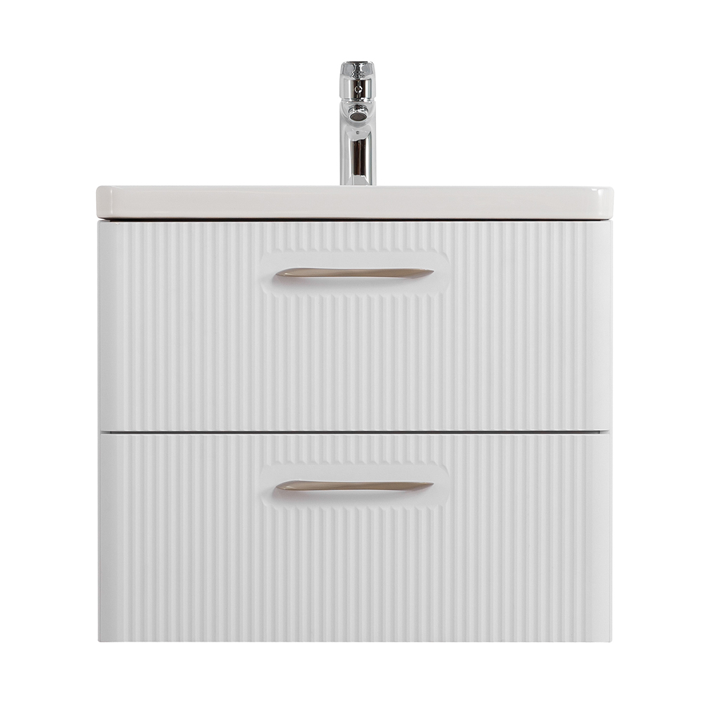 Подвесная тумба с раковиной Belbagno DUE 60 см Белый металлик DUE-600-2C-SO-BM-P + BB-8076-3-60