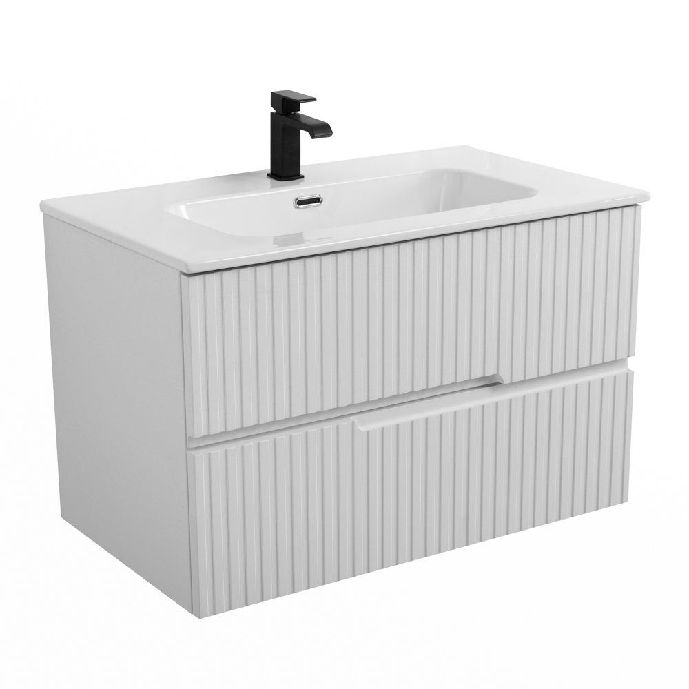 Тумба подвесная CEZARES DUET-N-800-2C-SO-FBS-P с раковиной CZR-8095-80, ясень белый софт
