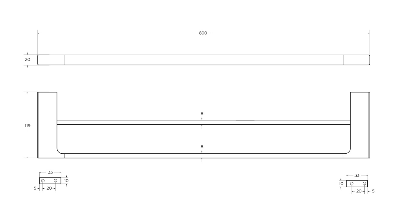Полотенцедержатель двойной Cezares SLIDER-THD-60-01
