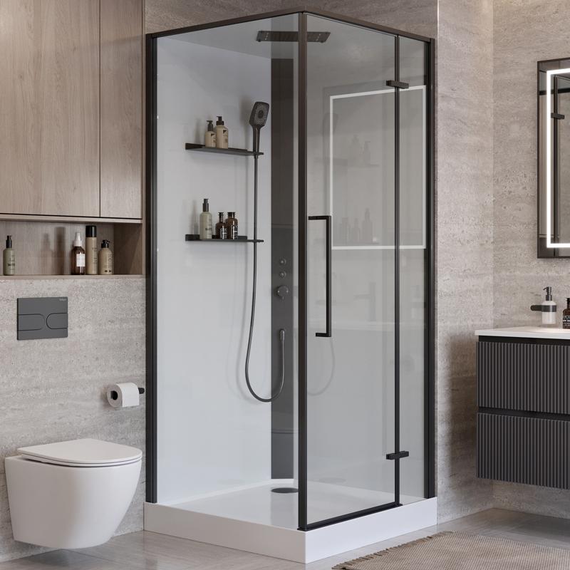 Душевая кабина BelBagno UNO-CAB-A-1-90-C-NERO-Bi-TOP-R правосторонняя