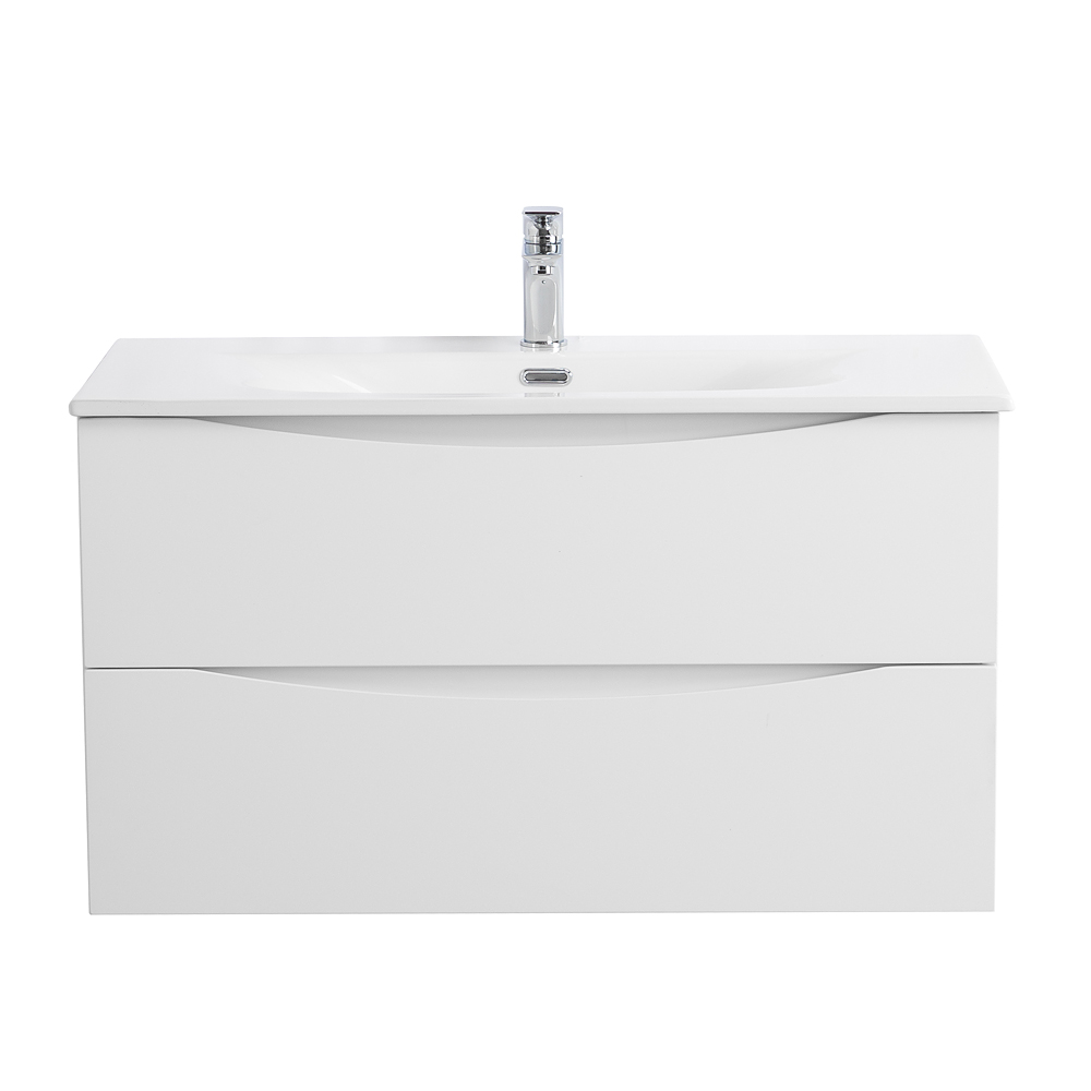 Тумба с раковиной подвесная BelBagno MARINO-CER-N-900-2C-SO-BL-P Bianco Lucido, раковина белая BB-8099-90