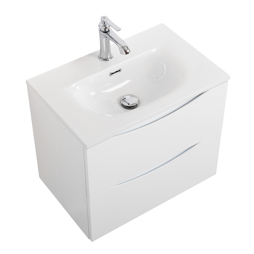 Тумба с раковиной подвесная BelBagno MARINO-CER-MINI-600-2C-SO-BL-P Bianco Lucido, раковина белая BB-8099-3-60