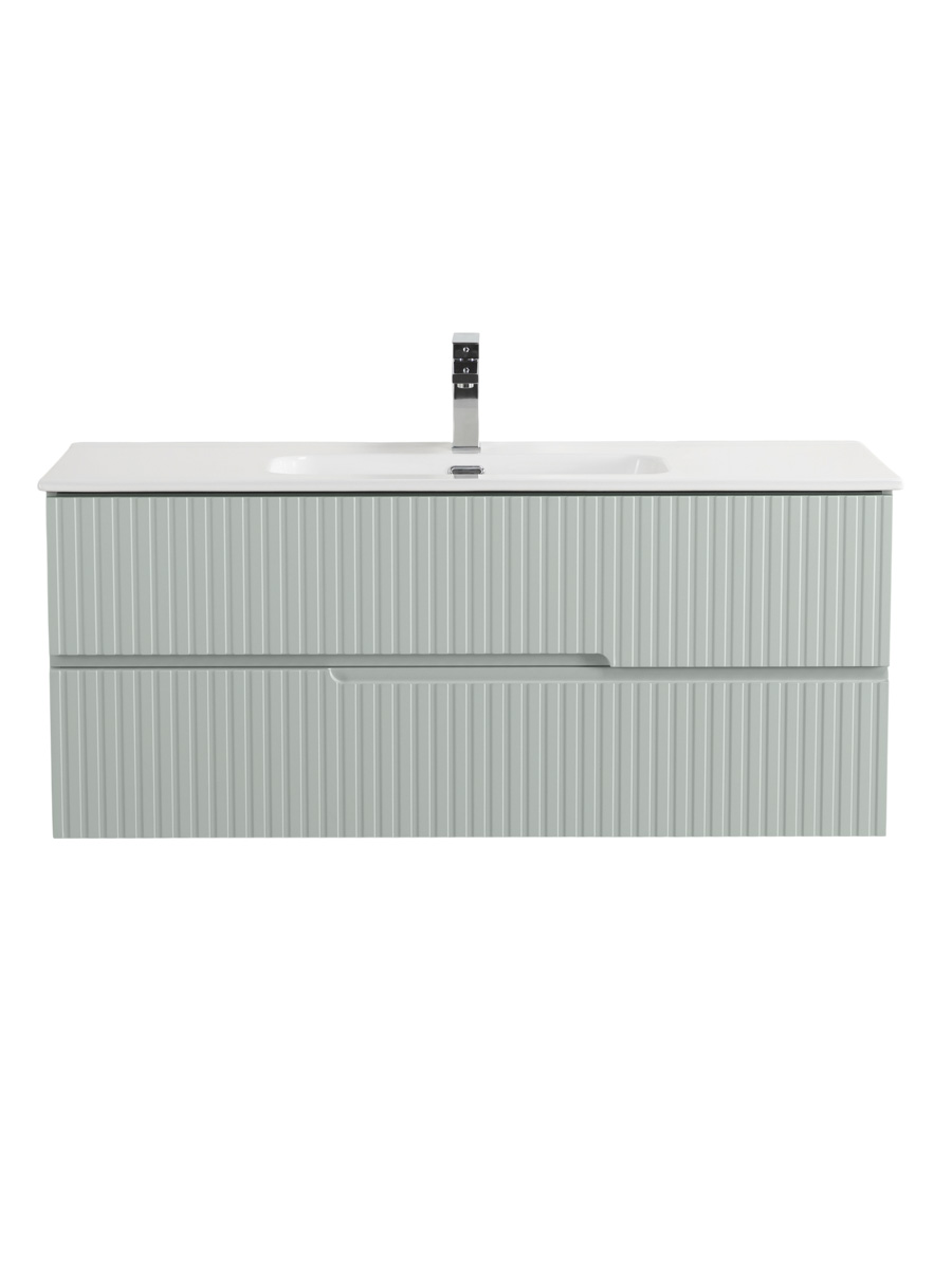 Тумба подвесная CEZARES DUET-N-1200-2C-SO-VPR-P с раковиной CZR-8095-120, зеленый жемчужный