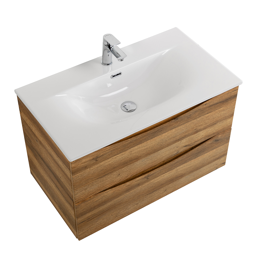 Тумба с раковиной подвесная BelBagno MARINO-CER-N-800-2C-SO-RR-P Rovere Rustico, раковина белая BB-8099-80