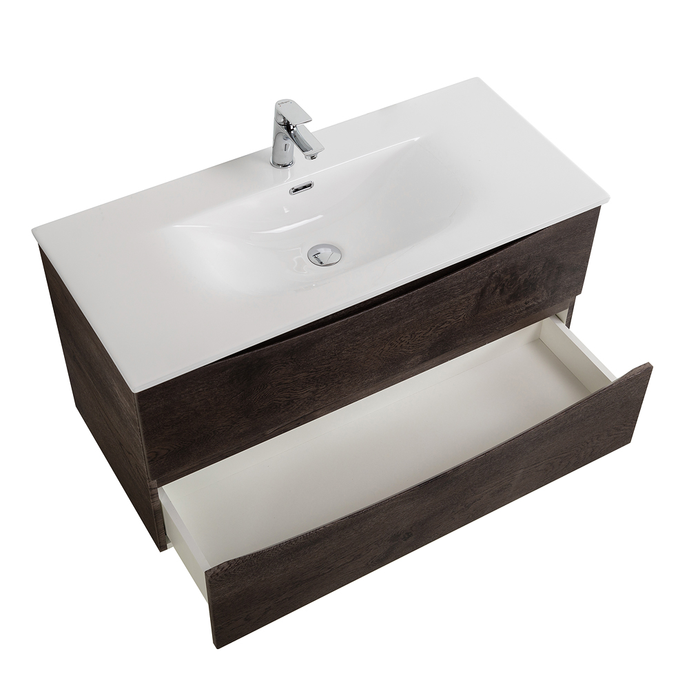 Тумба с раковиной подвесная BelBagno MARINO-CER-MINI-1000-2C-SO-RNG-P Rovere Nature Grigio, раковина белая BB-8099-3-100