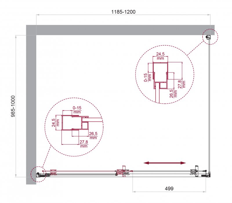 Душевой уголок BelBagno LUCE-AH-1-120/100-C-Cr