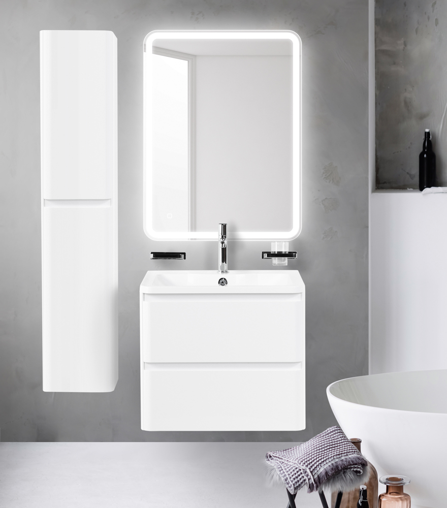 Тумба подвесная с раковиной BelBagno ALBANO-700-2C-SO-BL Bianco Lucido, раковина BB700/455-LV-MR-ALR