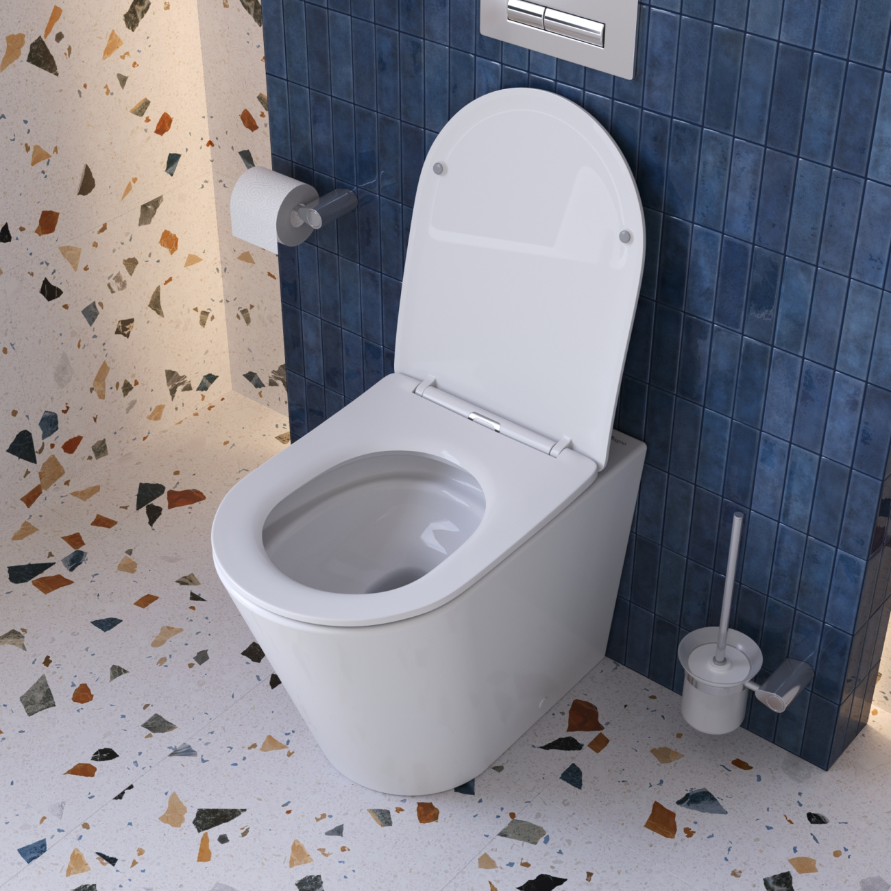 Унитаз приставной безободковый с сиденьем и смывом TORNADO BelBagno FLAY-TOR BB1003CB-TOR/SC