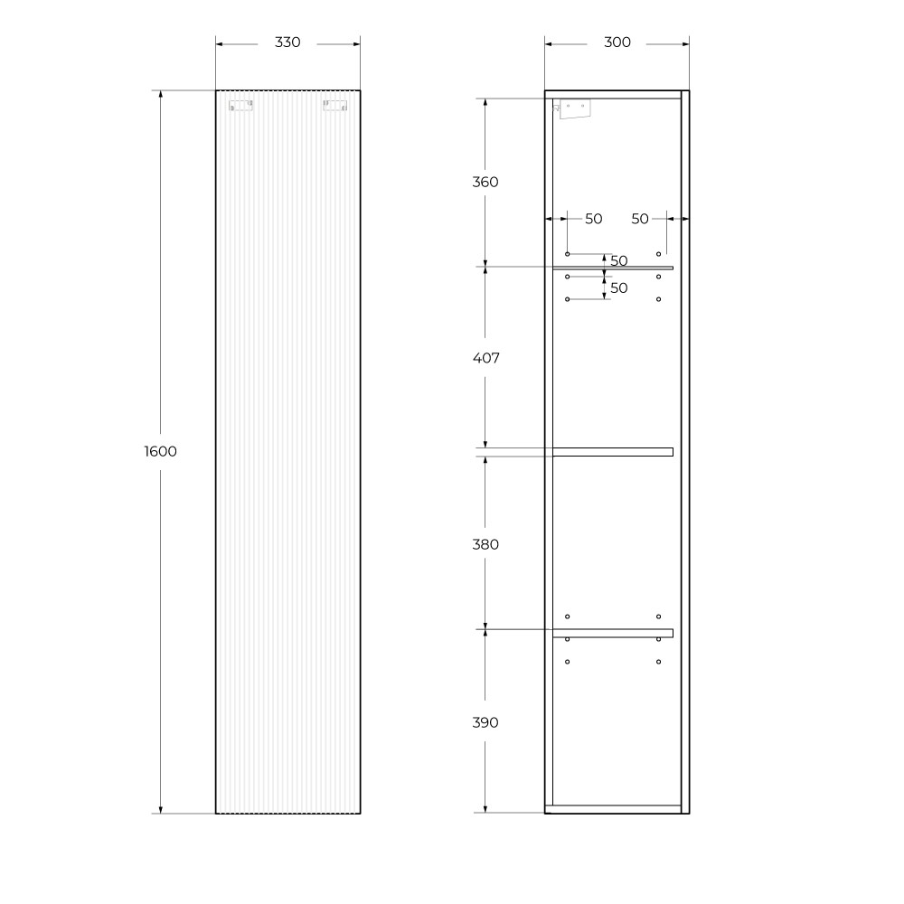 Пенал подвесной BelBagno UNO-1600-1A-SC-BO универсальный, Bianco Opaco