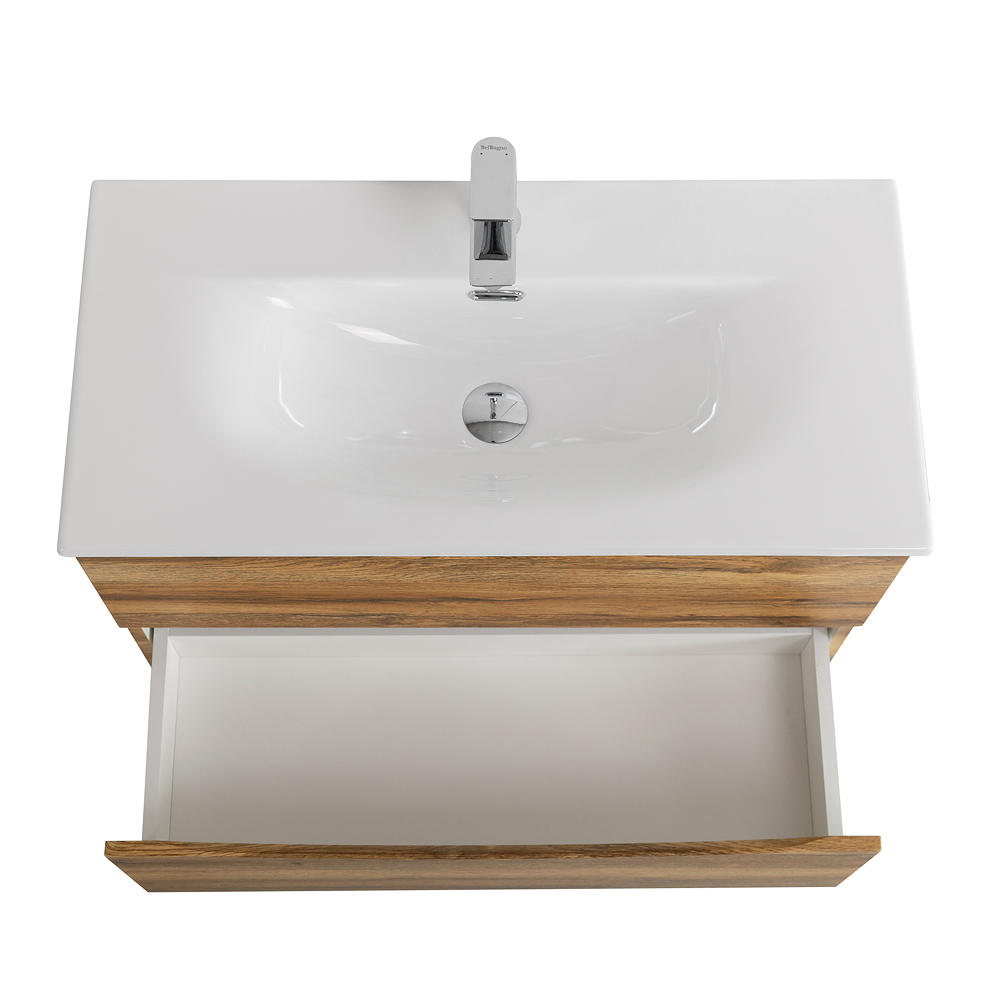 Тумба с раковиной подвесная BelBagno MARINO-CER-MINI-800-2C-SO-RR-P Rovere Rustico, раковина белая BB-8099-3-80