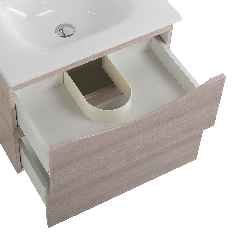 Тумба с раковиной подвесная BelBagno MARINO-CER-MINI-500-2C-SO-RG-P Rovere Grigio, раковина белая BB-8099-3-50