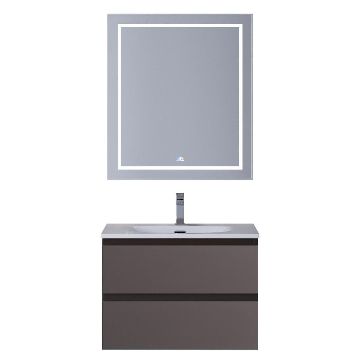 Тумба с раковиной подвесная BelBagno KRAFT-600-2C-SO-GSO Темно-Серый матовый, раковина белая BB-8099-60