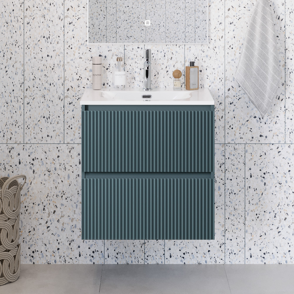 купить Тумба с раковиной подвесная BelBagno UNO-MINI-600-2C-SO-AO Голубой матовый, раковина белая BB-8099-3-60 