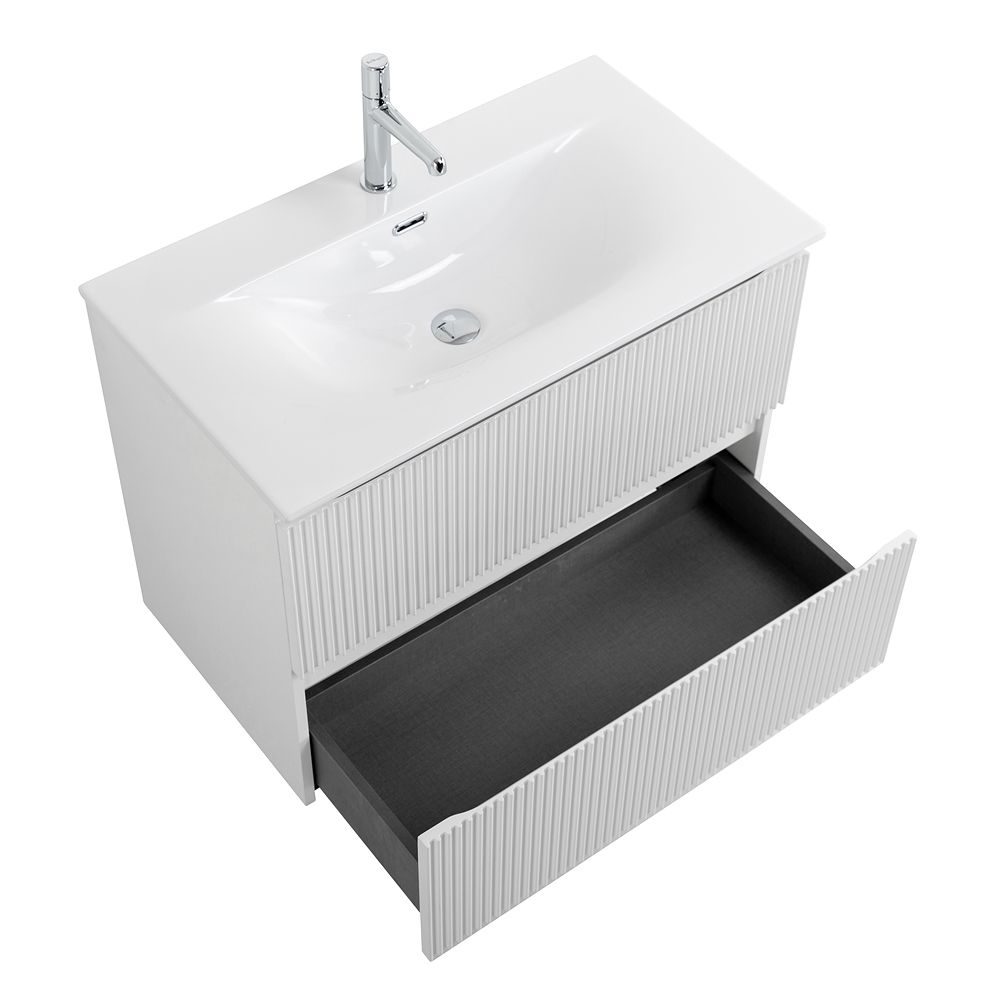 Тумба с раковиной подвесная BelBagno UNO-900-2C-SO-BO Bianco Opaco, раковина белая BB-8099-90