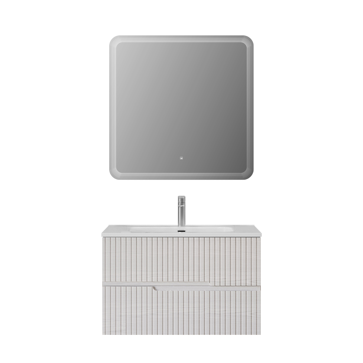 Тумба подвесная CEZARES DUET-N-800-2C-SO-FBS-P с раковиной CZR-8095-80, ясень белый софт