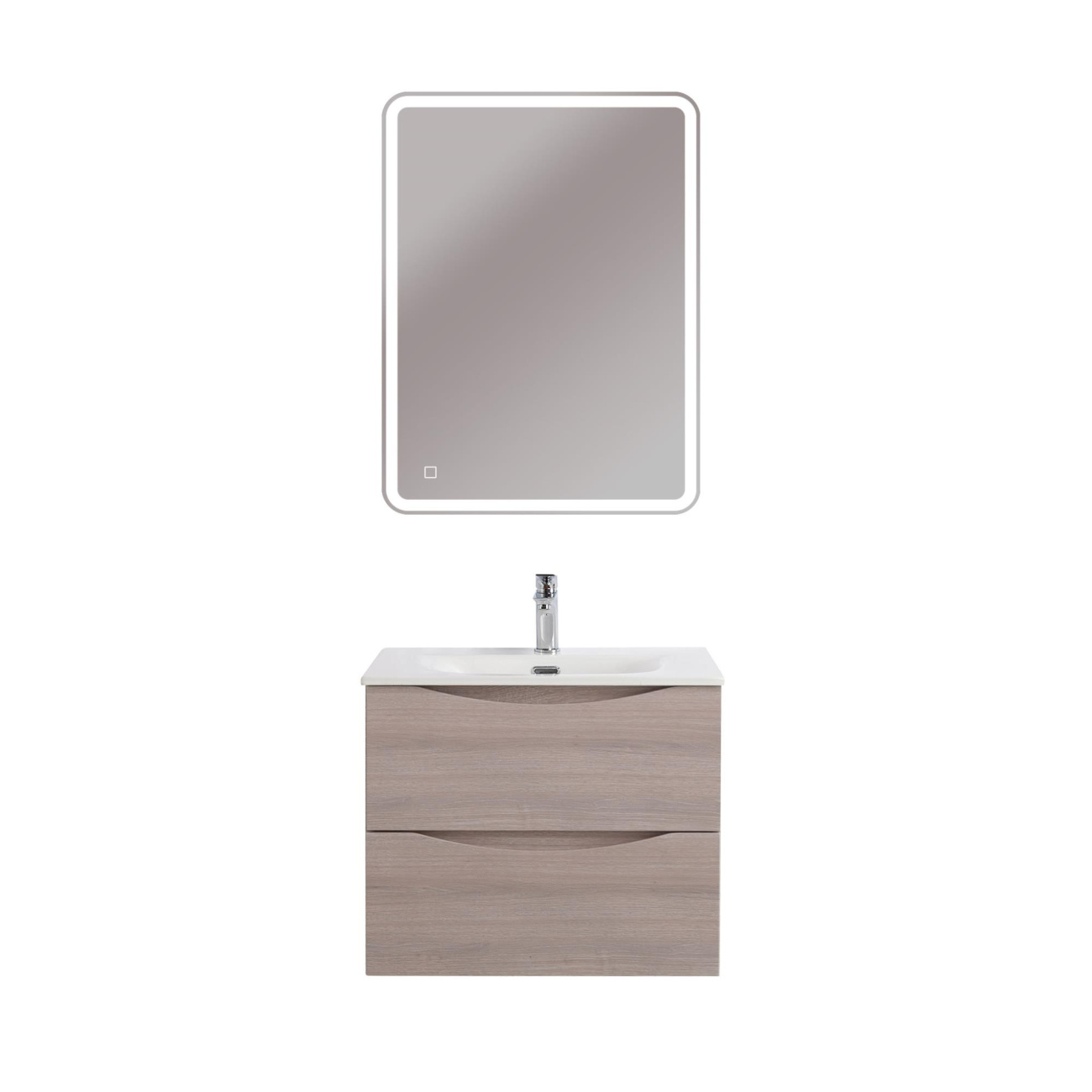 Тумба с раковиной подвесная BelBagno MARINO-CER-MINI-600-2C-SO-RG-P Rovere Grigio, раковина белая BB-8099-3-60