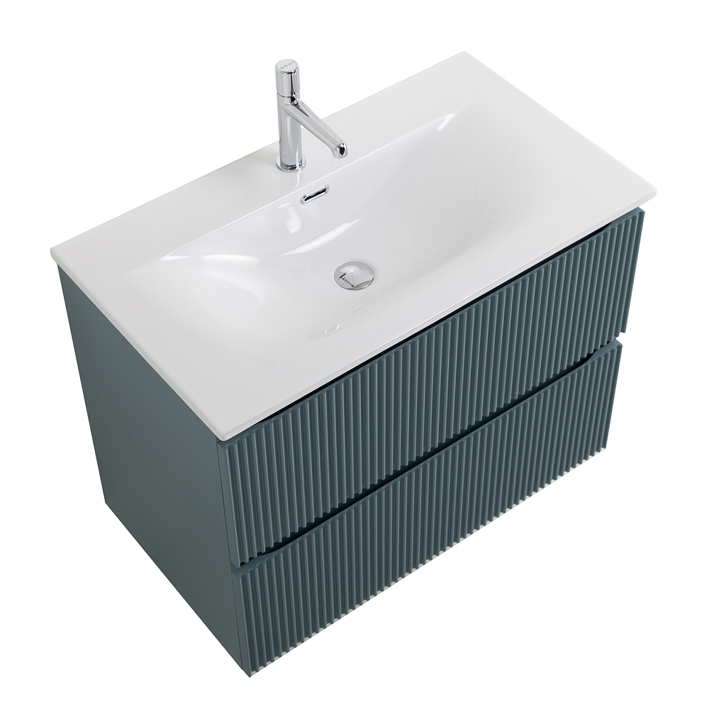 Тумба с раковиной подвесная BelBagno UNO-800-2C-SO-AO Голубой матовый, раковина белая BB-8099-80