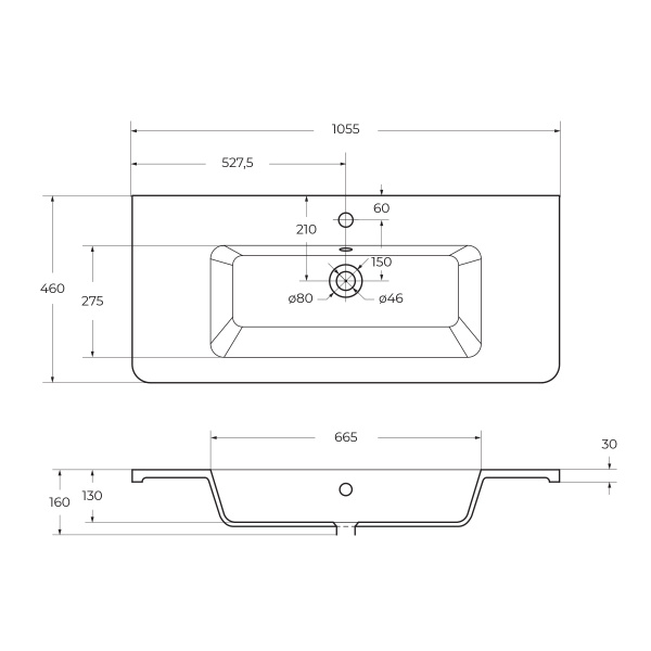 Тумба подвесная с керамической раковиной BelBagno ALBANO-CER-1050-2C-SO-BL