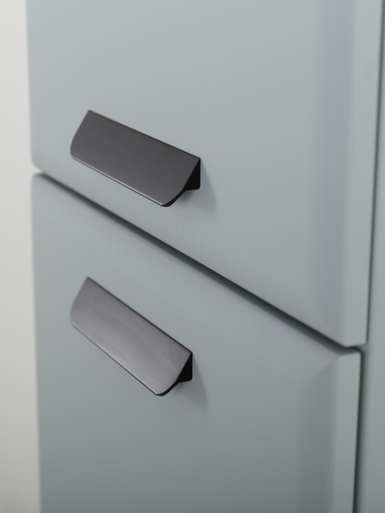 Пенал подвесной Cezares ECO-CER-N-1500-2A-SC-GAO-P серо-голубой матовый с ручками RS156BL.3/96 матовый чёрный