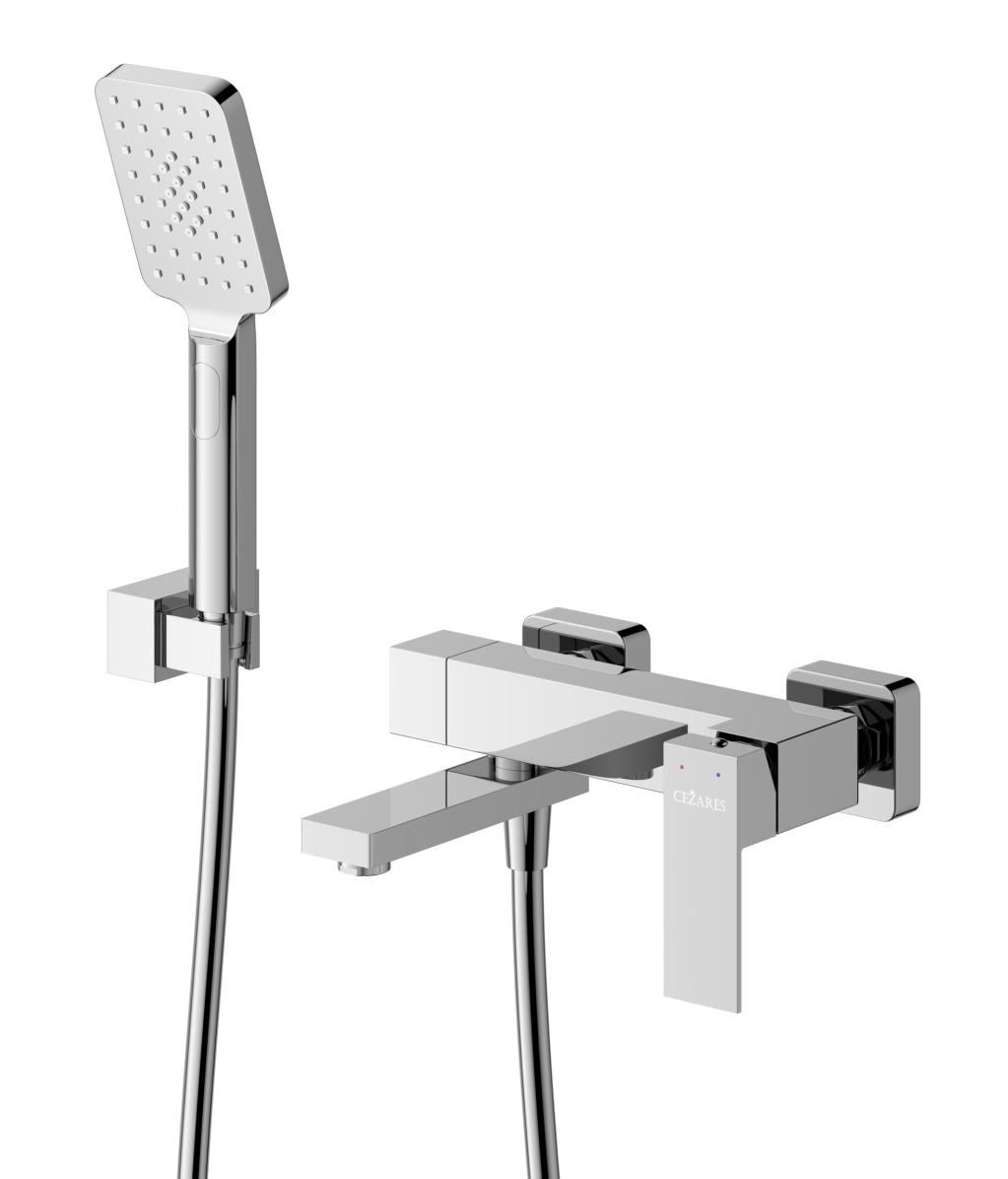 купить Смеситель CEZARES SLIDER-VD-01 для ванны и душа с поворотным изливом, с ручным душем, шлангом и держателем 