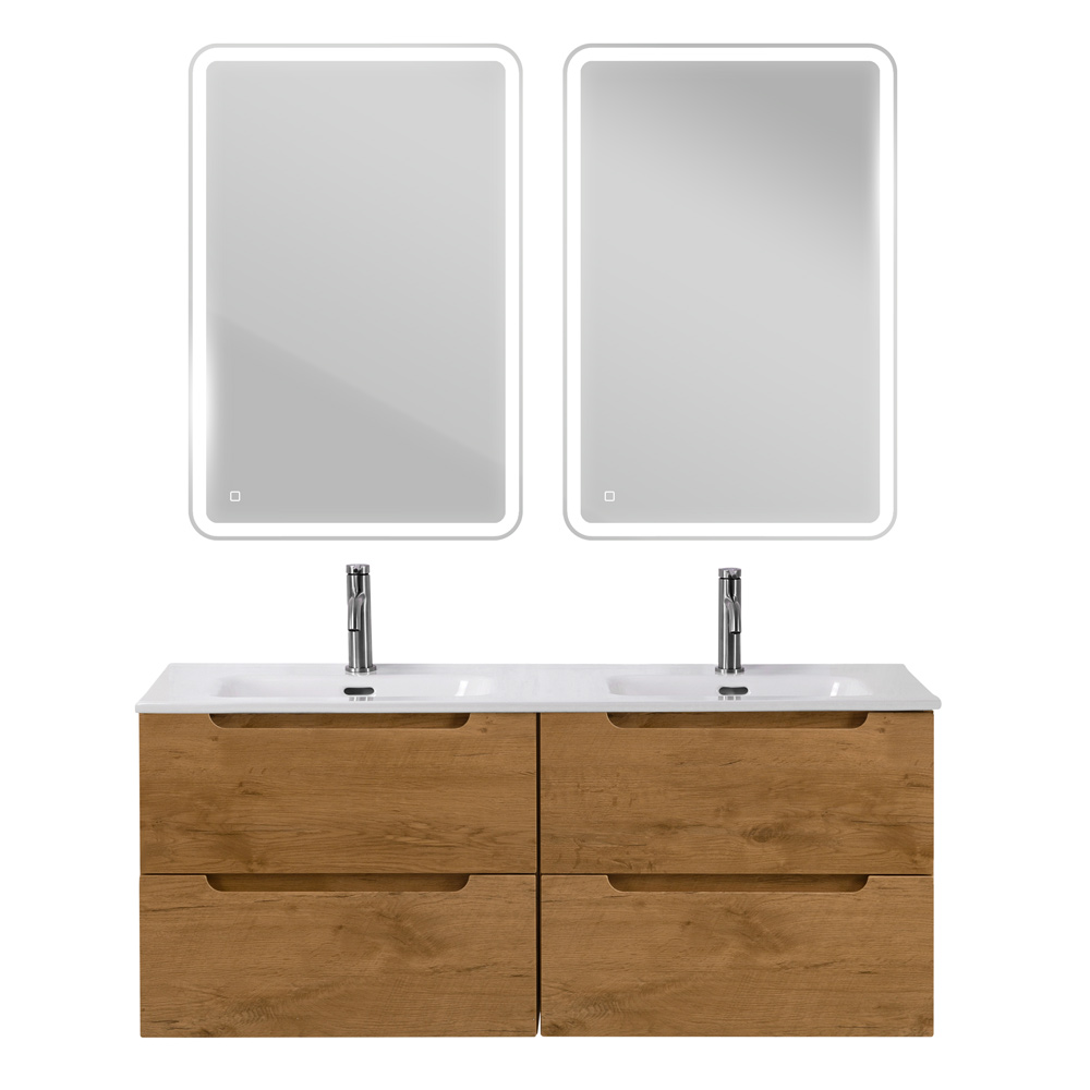 Тумба BelBagno ETNA-1200-4C-SO-2-RN с 2-й раковиной BelBagno BB1200-2-ETL, Rovere Nature