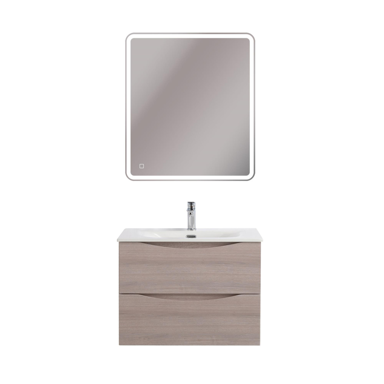 Тумба с раковиной подвесная BelBagno MARINO-CER-N-800-2C-SO-RG-P Rovere Grigio, раковина белая BB-8099-80
