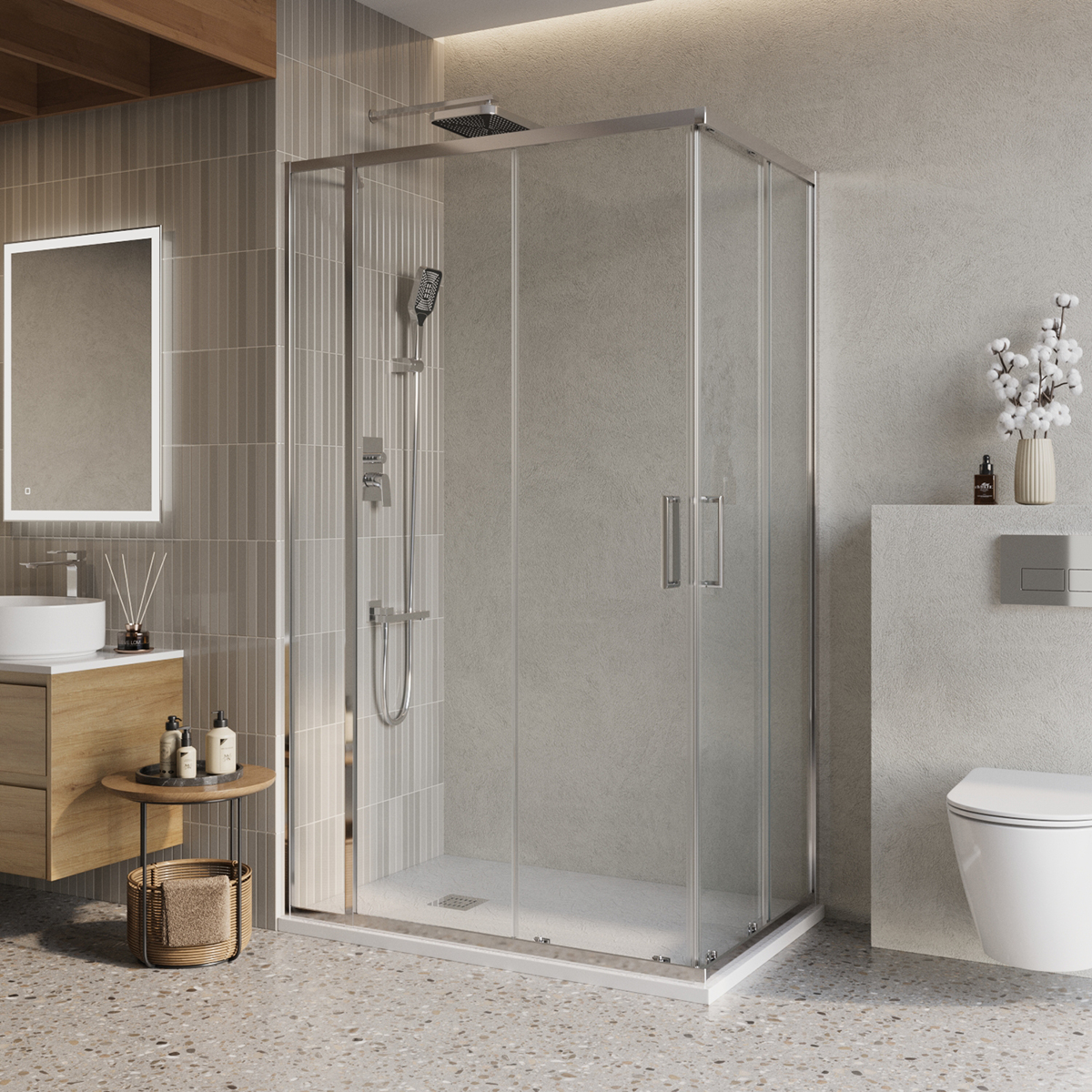 купить Душевой уголок BelBagno LUCE-AH-21-140/90-C-Cr 